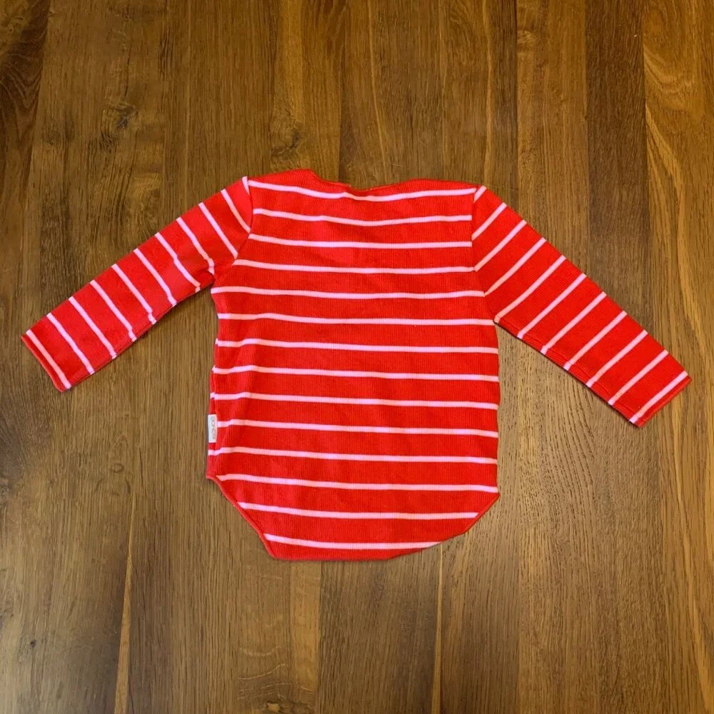 BONDS Red Striped Bodysuit Baby 6-12 0 Holiday Christmas Onesie Infant Stripes - Picture 2 of 6